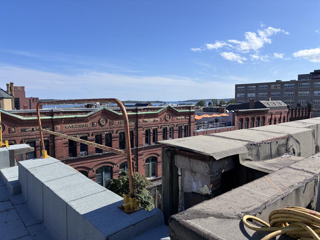 Looking out from the rooftop deck.