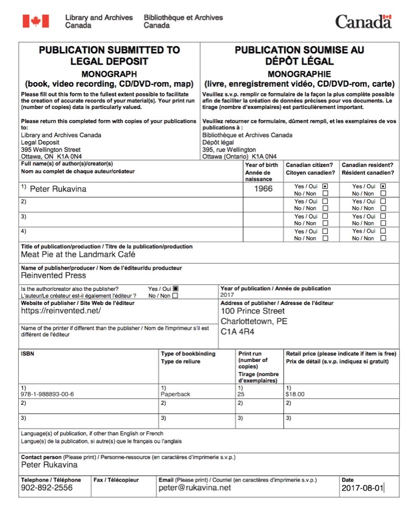 Legal Deposit Form