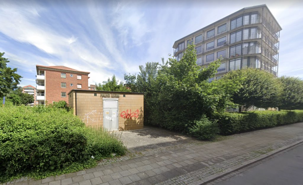 The same Erikstorpsgatan substation, from 2022 in Google Maps Street View