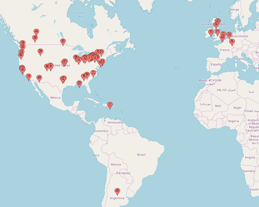 Map of 1Password workers (from MapCustomizer.com)