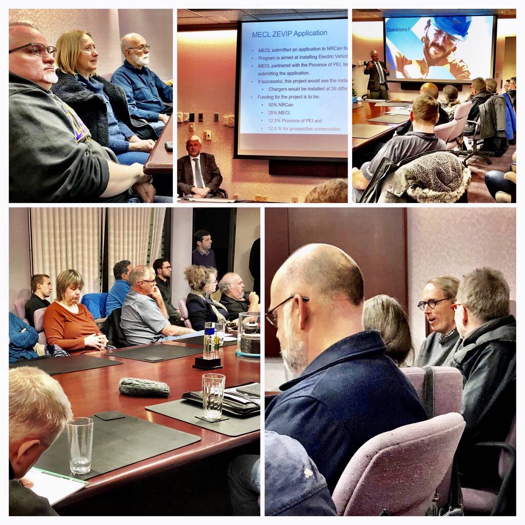 Photo of the crowed at the Maritime Electric board room for PEIEVA meeting.