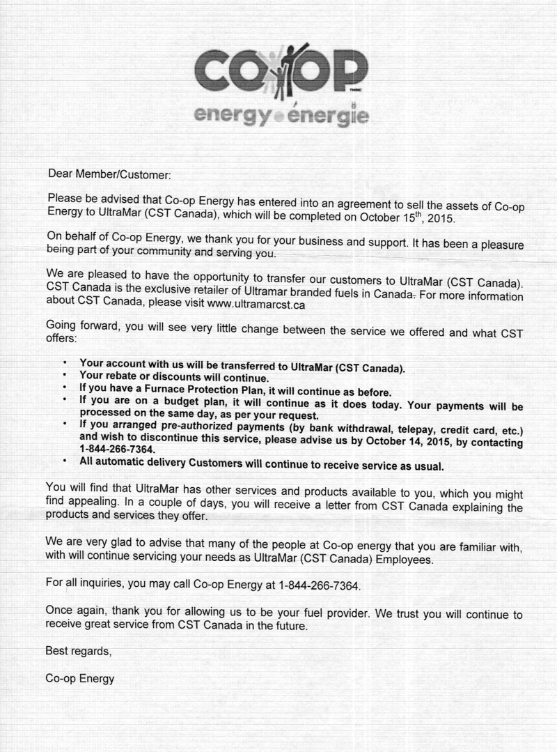 Coop Energy Closing Letter