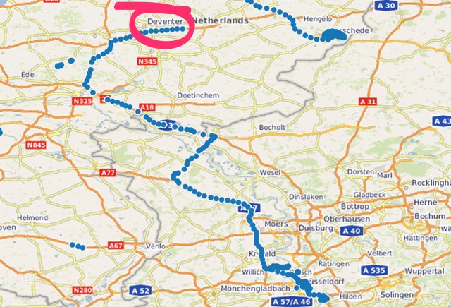 Our route from Düsseldorf to Enschede