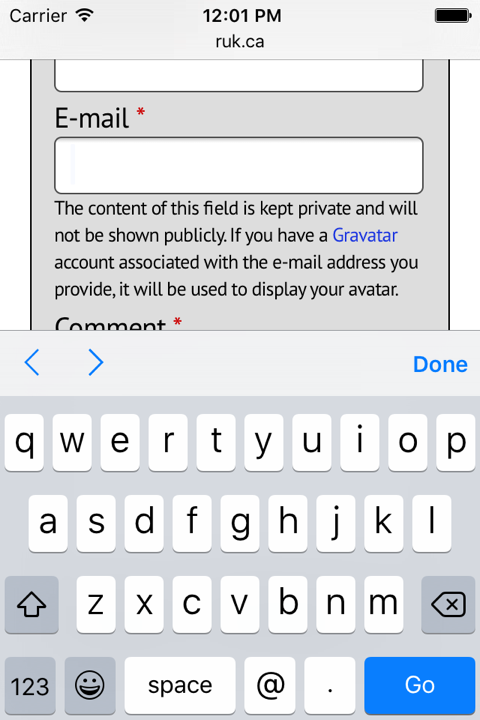 iOS Keyboard in "email address" mode