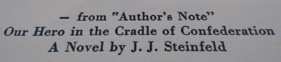 Title of typeset Our Hero in the Cradle of Confederation.