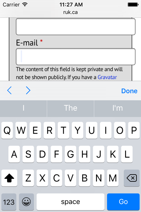 iOS Keyboard not in "email address mode"