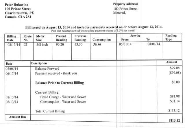 Old Water Bill