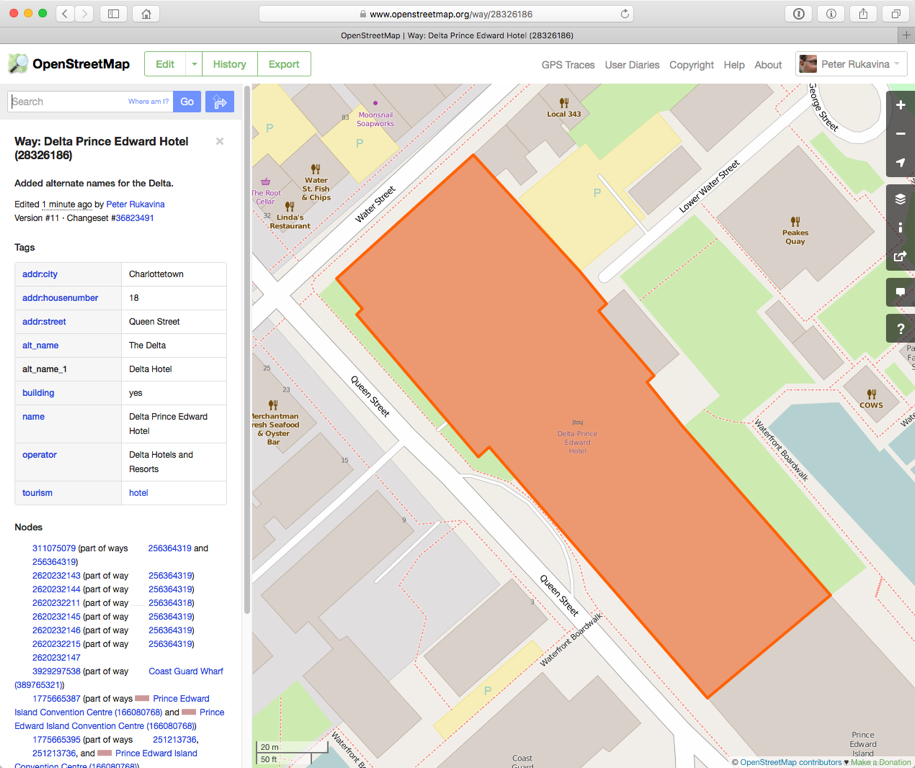 The Delta Hotel on OpenStreetMap