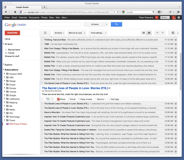 Google Reader showing my Readmill RSS Feed