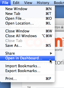 Safari Open in Dashboard