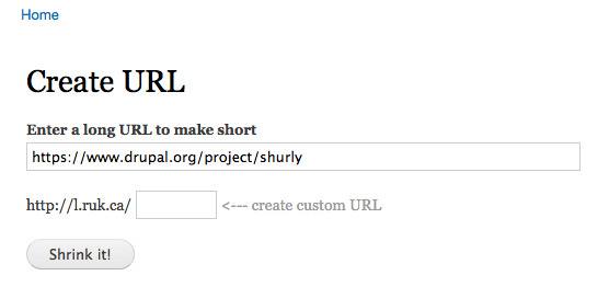 The ShURLy UI in Drupal