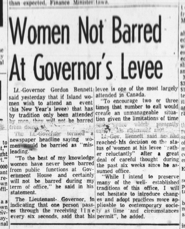 Women Not Barred At Governor's Levee
