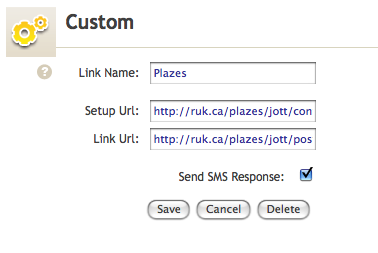 Setting up a custom Jott Link