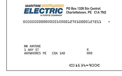 Maritime Electric Sample Bill Snipping