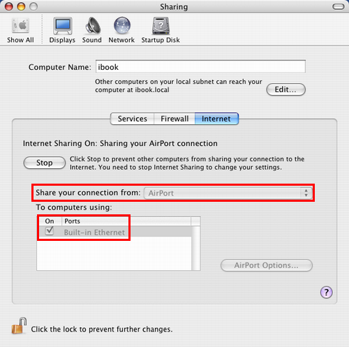 Sharing Airport Wifi with the Ethernet port