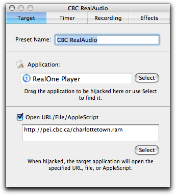 CBC stream recording with Audio Hijack, Step One