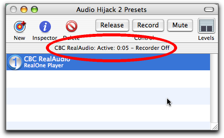 CBC stream recording with Audio Hijack, Step Four