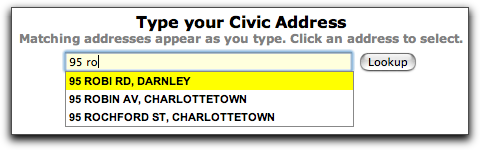 Civic Address Lookup Screen Snip