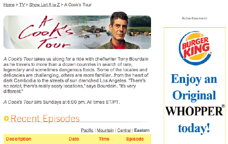 A Cook's Tour Website Shot