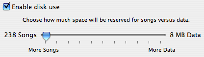 iPod Shuffle Disk Use Settings