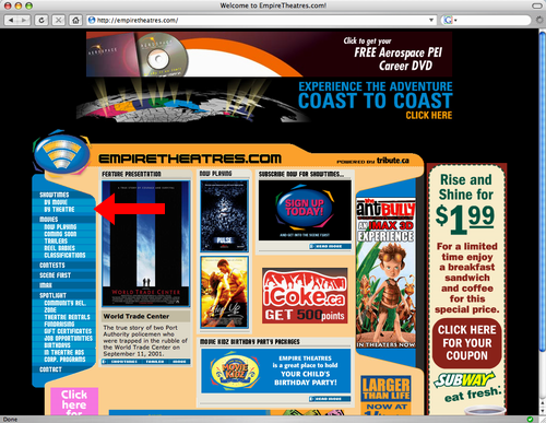 Empire Theatres Website