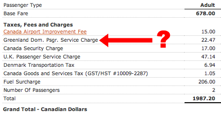 Greenland Dom. Psgr. Service Charge