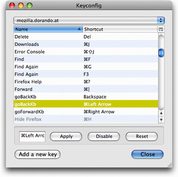 Keyconfig Setting in Firefox
