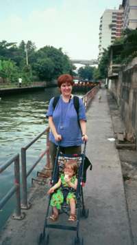 Catherine and Oliver on the Klong in Bangkok