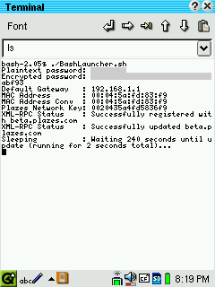 Screen Shot of BashLauncher.sh running on my Zaurus