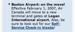 Excerpt of Air Canada email newsletter