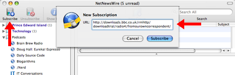 Subscribing to a Podcast in NetNewsWire