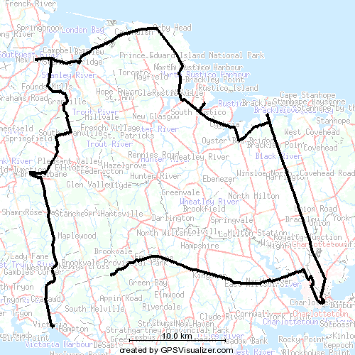 Map showing our route through Queens County