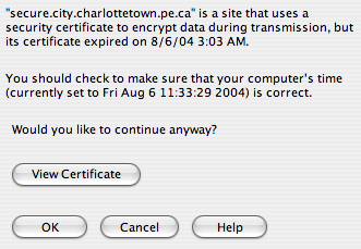 Digital Certificate Problem in Charlottetown