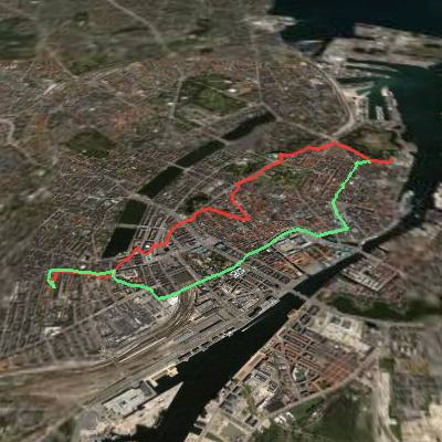 Google Earth Screen Shot showing GPS trace