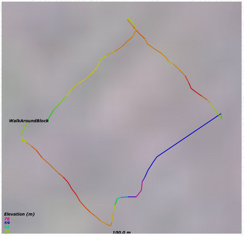 GPS Visualizer Map of my Walk Around the Block