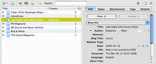 Zotero Add-on browsing a reference