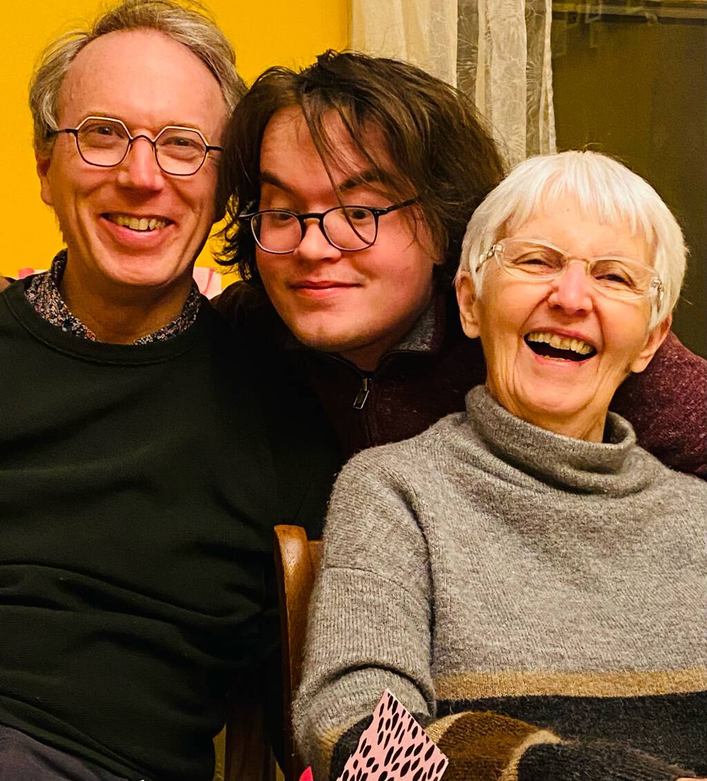 Photo of me, Olivia and my mother, taken at her birthday party.