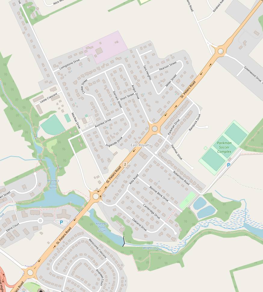 The new St. Peters Road roundabouts in OpenStreetMap.
