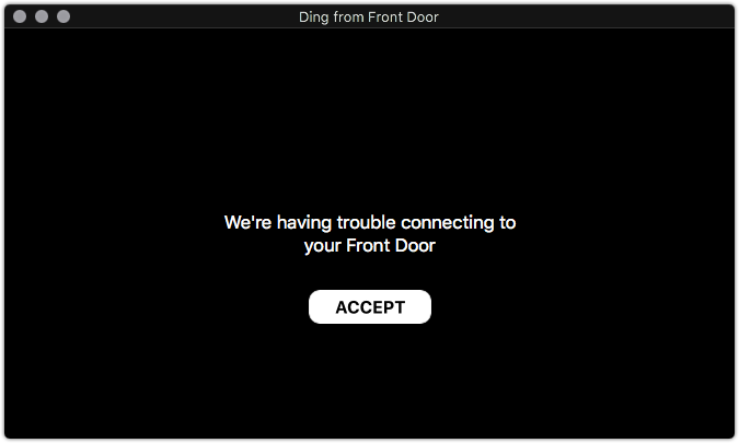 Error message from Ring Doorbell app