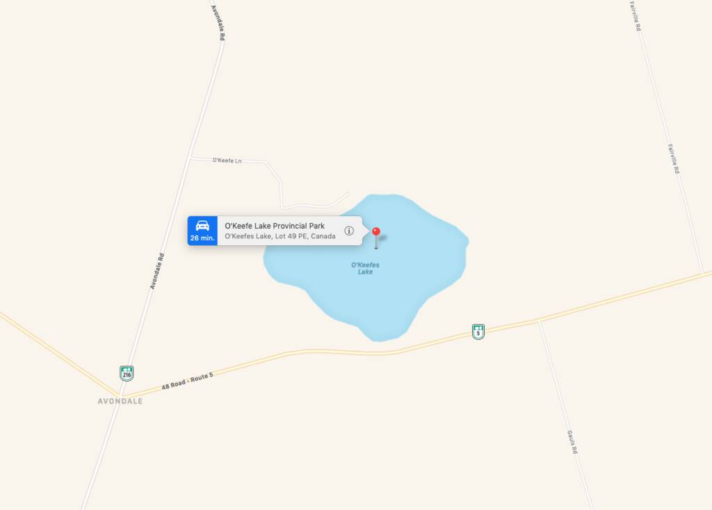 O'Keefe Lake Provincial Park on Apple Maps