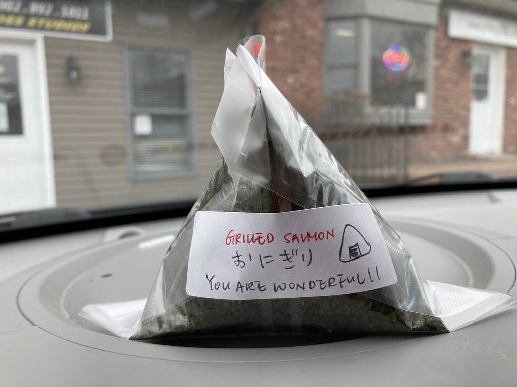 Onigiri at Sumikko Market (balanced on the dash of my car)