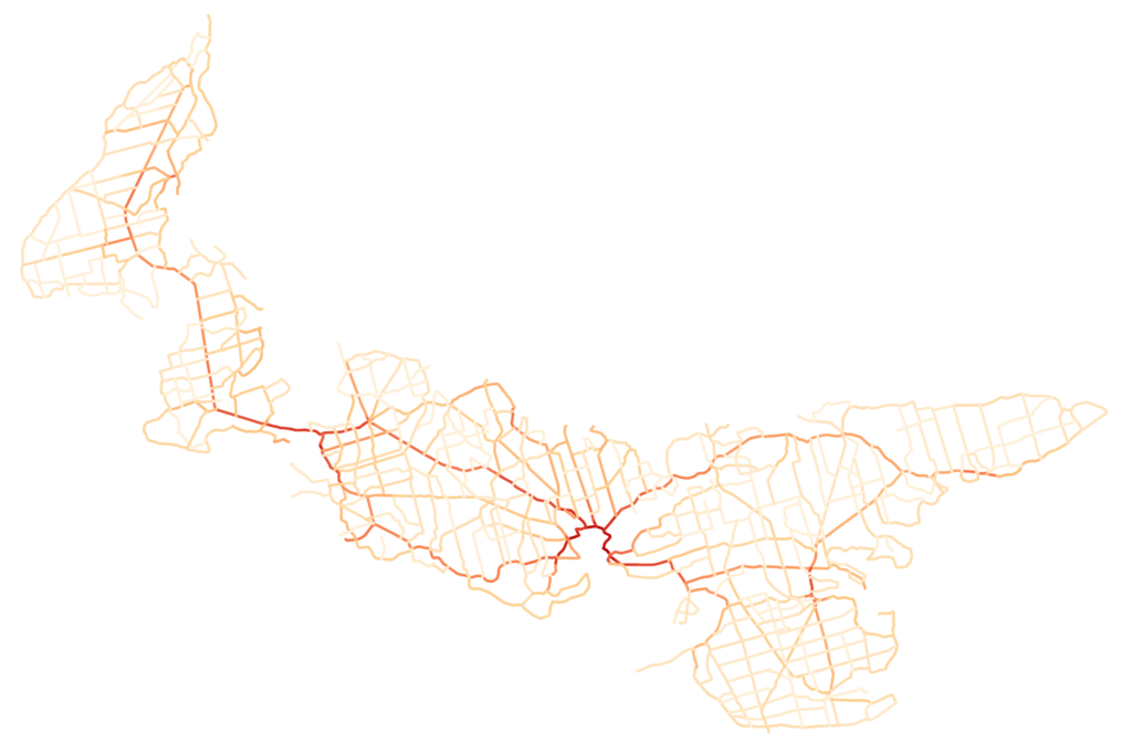 Visualizing PEI's provincial roads by traffic count