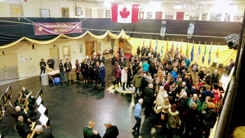 Photo of the PEI Regiment levee on January 1, 2019, taken from the balcony looking down on the crowd.