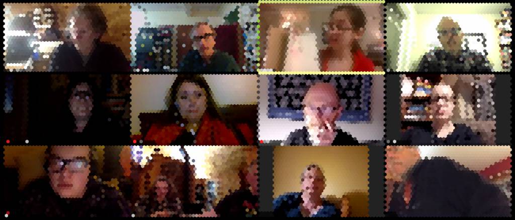 Pixelated rendering of our Pen Night Zoom meeting