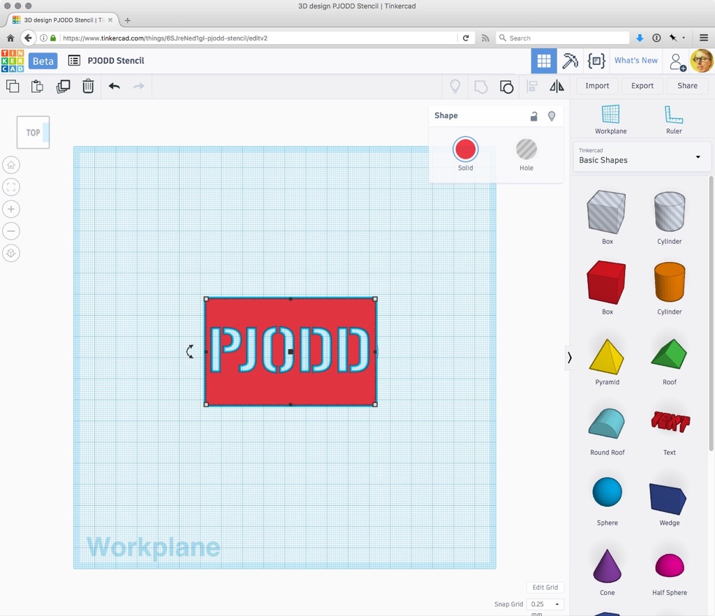 PJODD combined with the box in Tinkercad