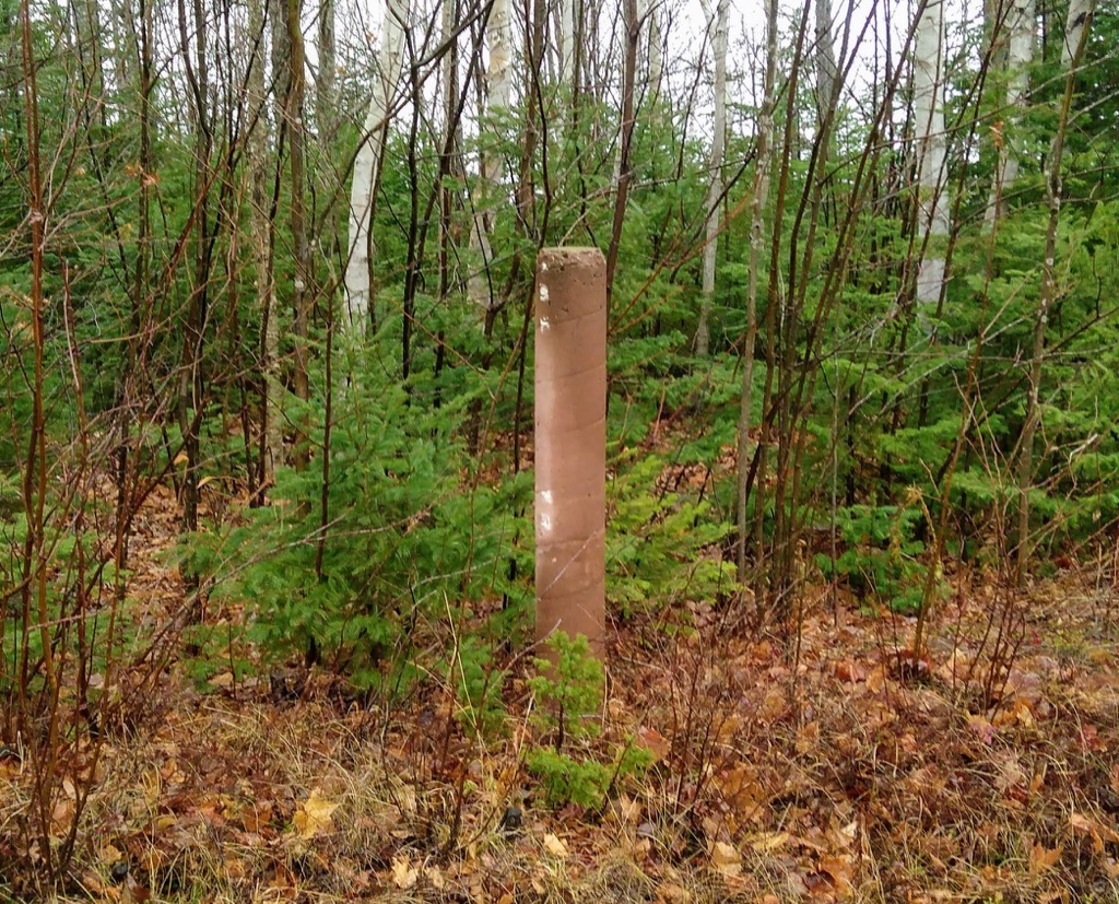 Close up view of the county line pole.