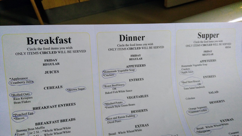 Hospital Food Menu For Patients