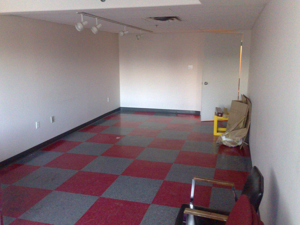 The second-floor office and studio, before the move.