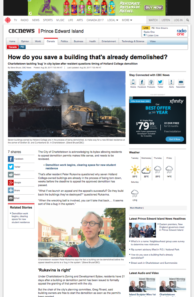 Screen Shot of CBC PEI news story
