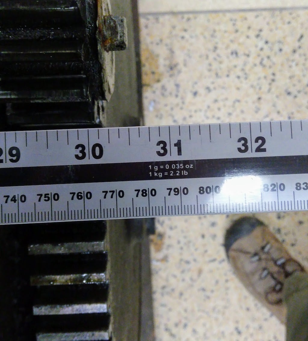 Ruler showing press at 31 inches or less